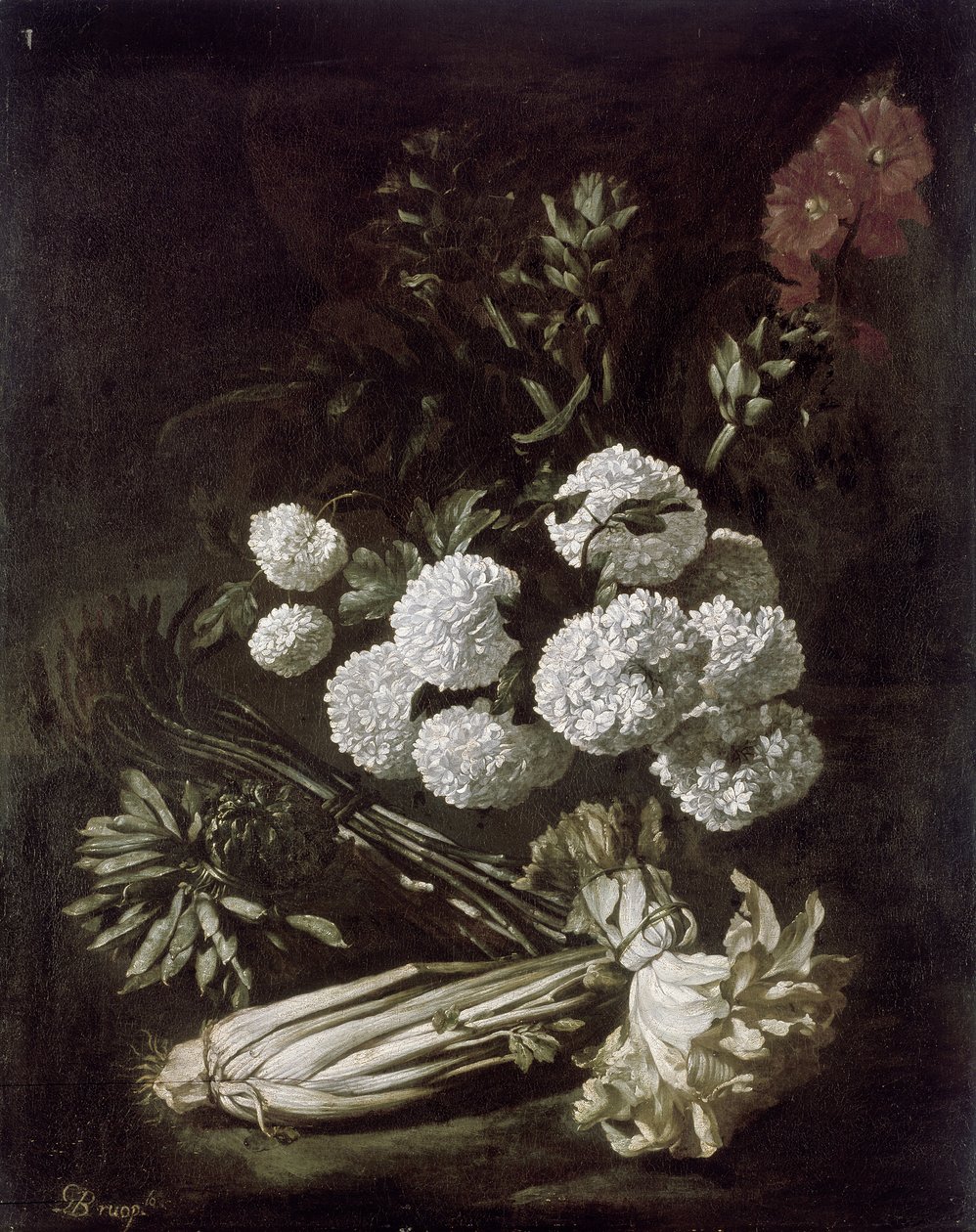 Stilleben med blomster og grøntsager, 17. århundrede af Giovanni Battista Ruoppolo or Ruopolo