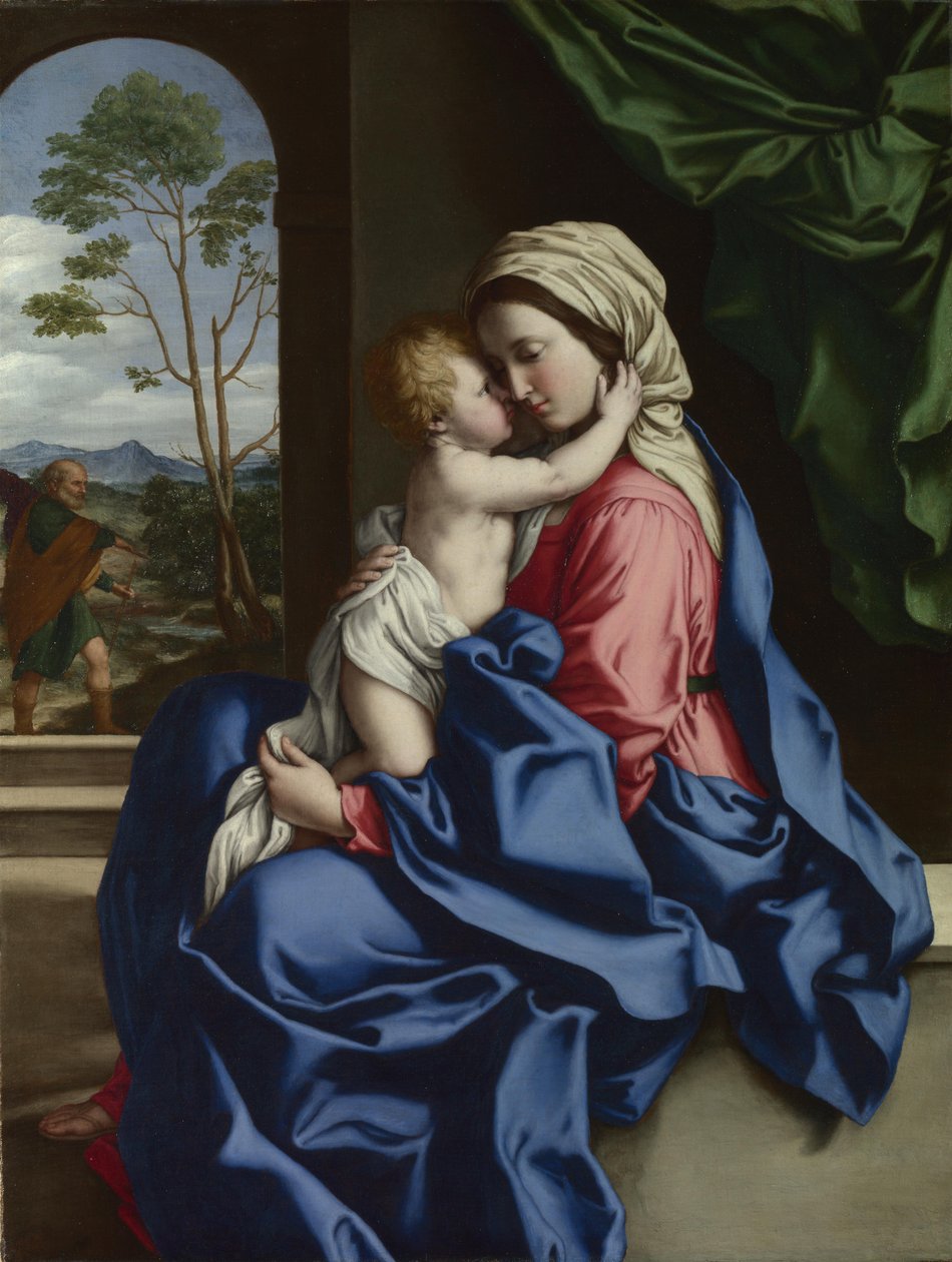 Jomfru og barn omfavner af Giovanni Battista Salvi da Sassoferrato