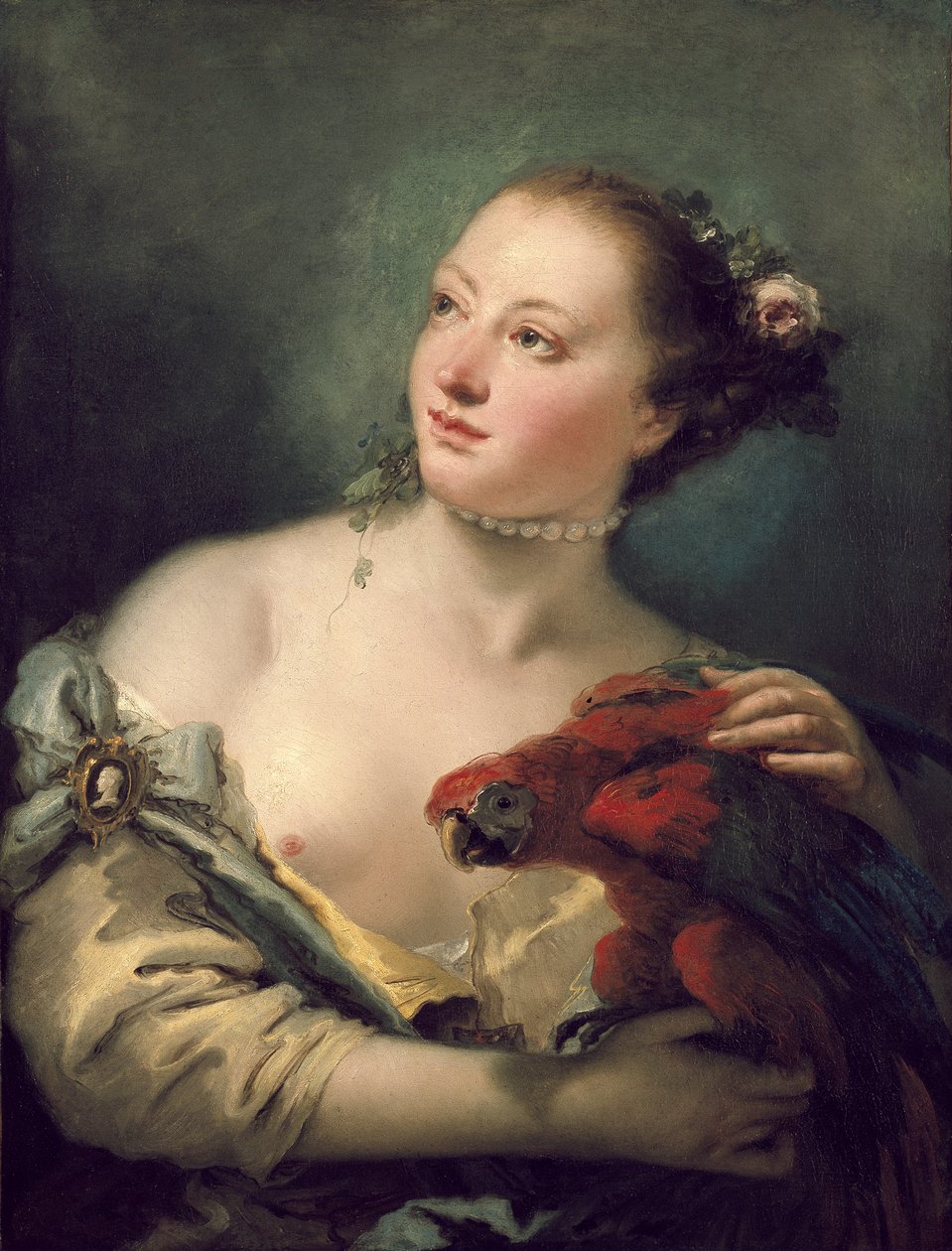 En ung kvinde med en ara, 1700-tallet af Giovanni Battista Tiepolo