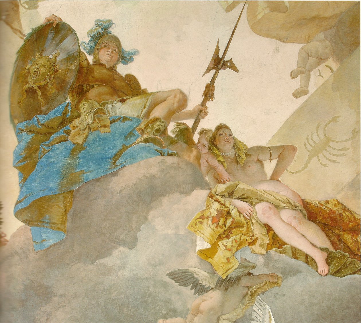 Loftsmaleri i trappeopgangen til Würzburg Residence, detaljer af Giovanni Battista Tiepolo