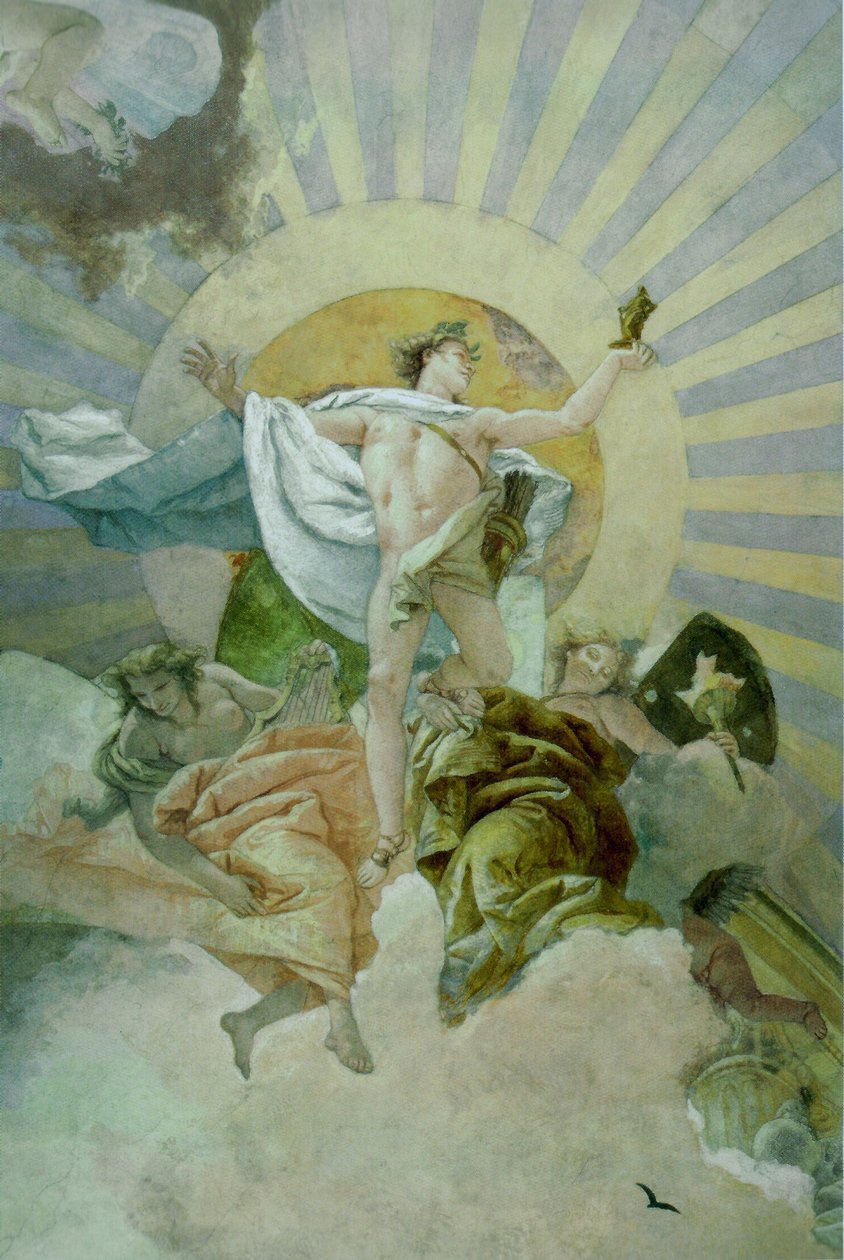 Loftsmaleri i trappeopgangen til Würzburg Residence, gudernes nordlige himmel, detaljer af Giovanni Battista Tiepolo