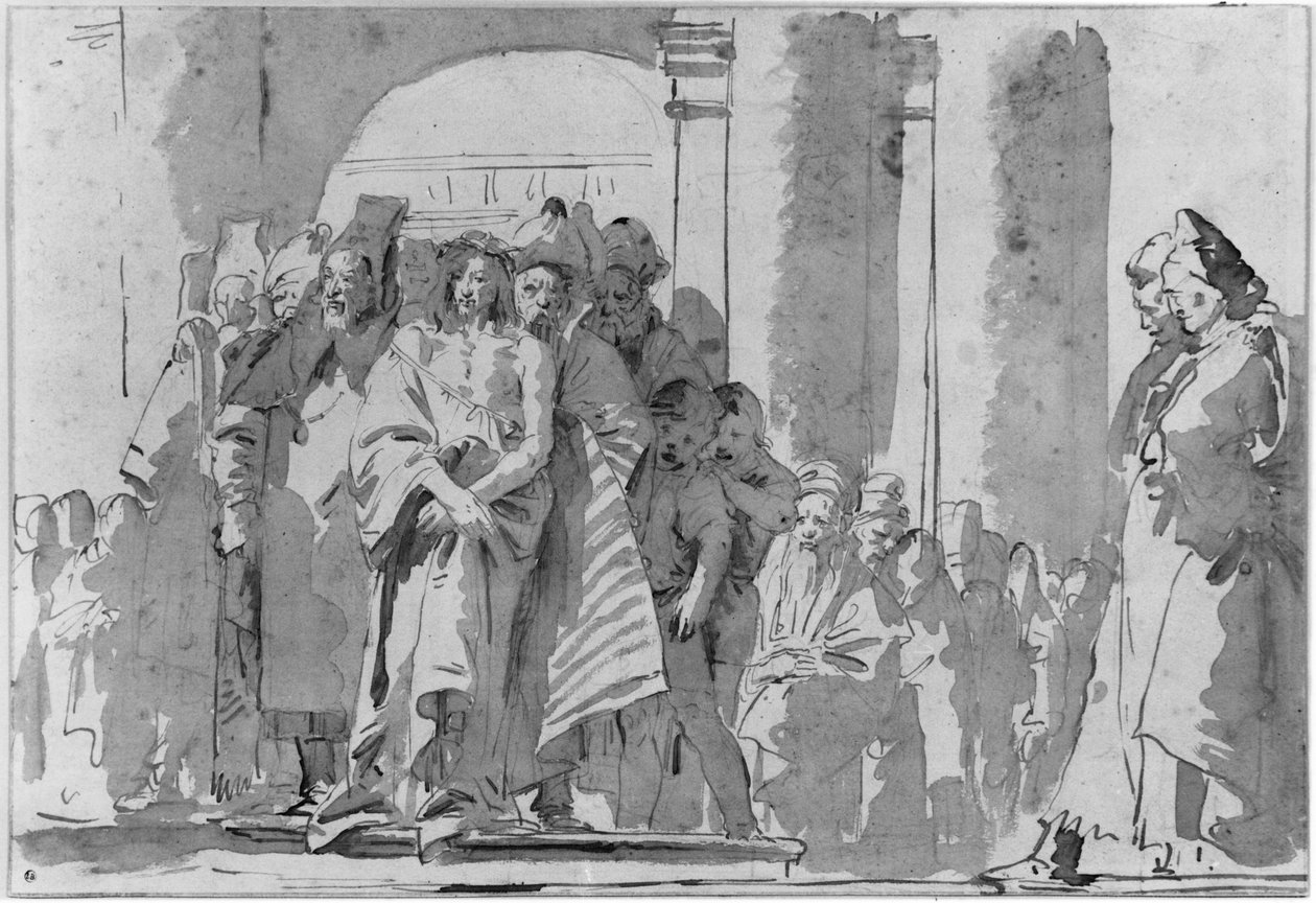 Ecce homo (pen og blæk og vask på papir) af Giovanni Battista Tiepolo