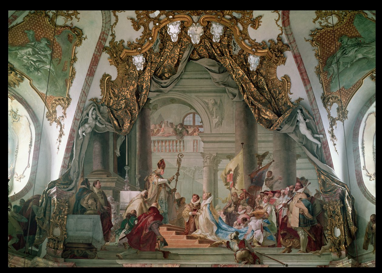 Ægteskab med Frederik I (ca. 1123-90) Barbarossa og Beatrice I (1145-84) af Bourgogne i 1156 af Giovanni Battista Tiepolo