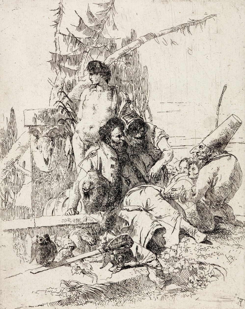 Punchinello giver råd af Giovanni Battista Tiepolo