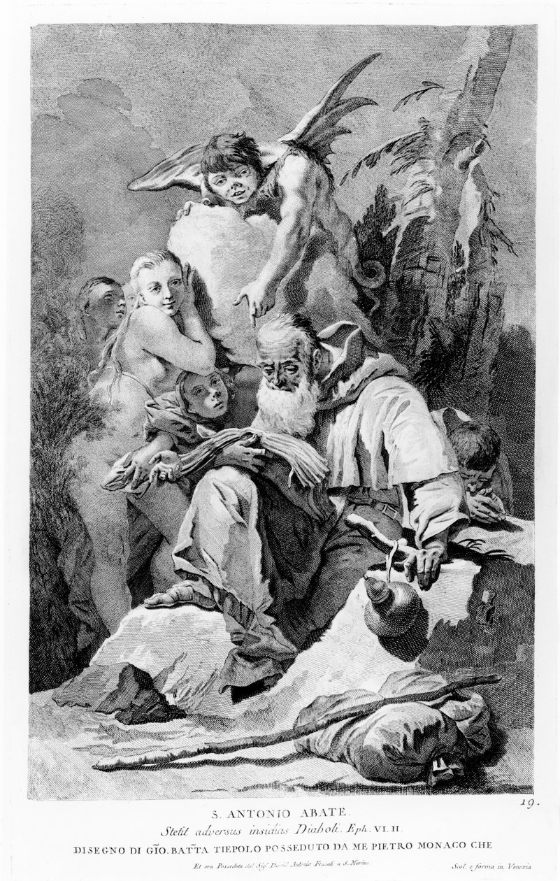 St. Anthony Abbed udholdt Djævelens fristelser af Giovanni Battista Tiepolo
