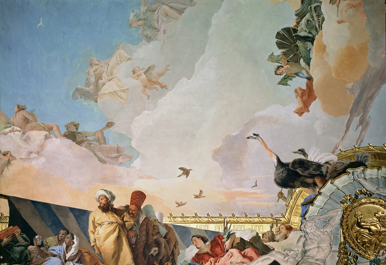 Spaniens herlighed III, fra tronsalens loft, 1764 (detaljer, se også 61757, 61758, 62340) af Giovanni Battista Tiepolo