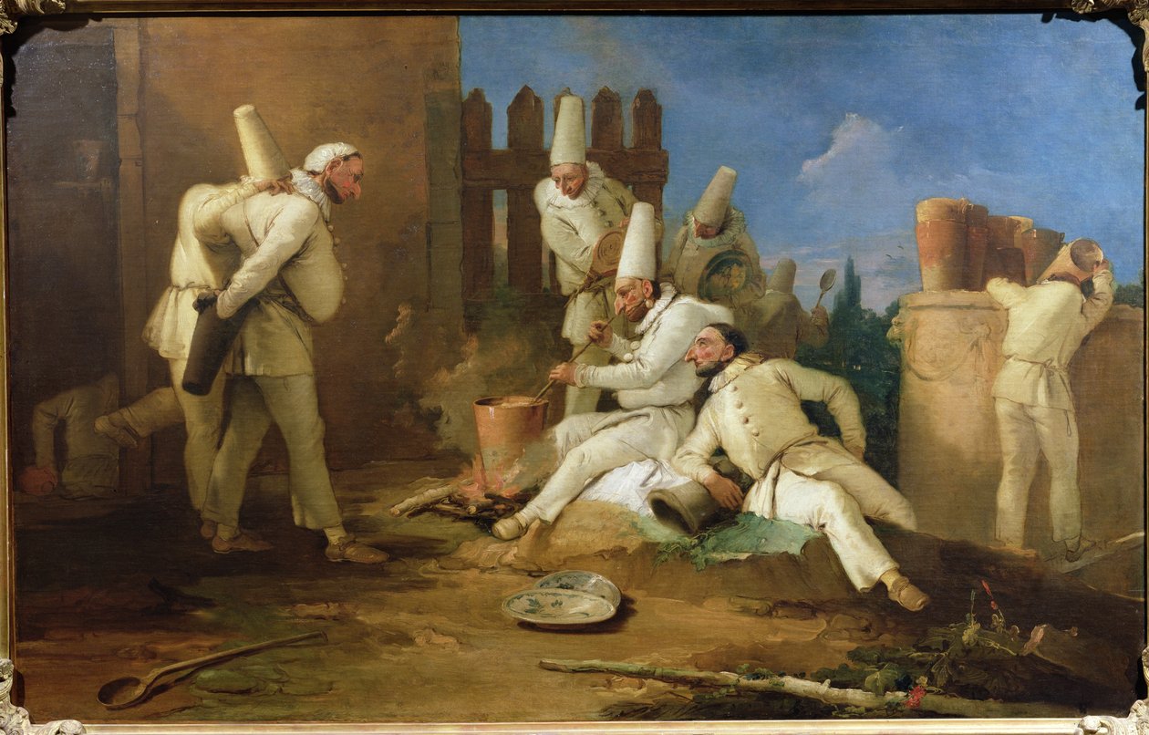 Punchinellos køkken af Giovanni Battista Tiepolo