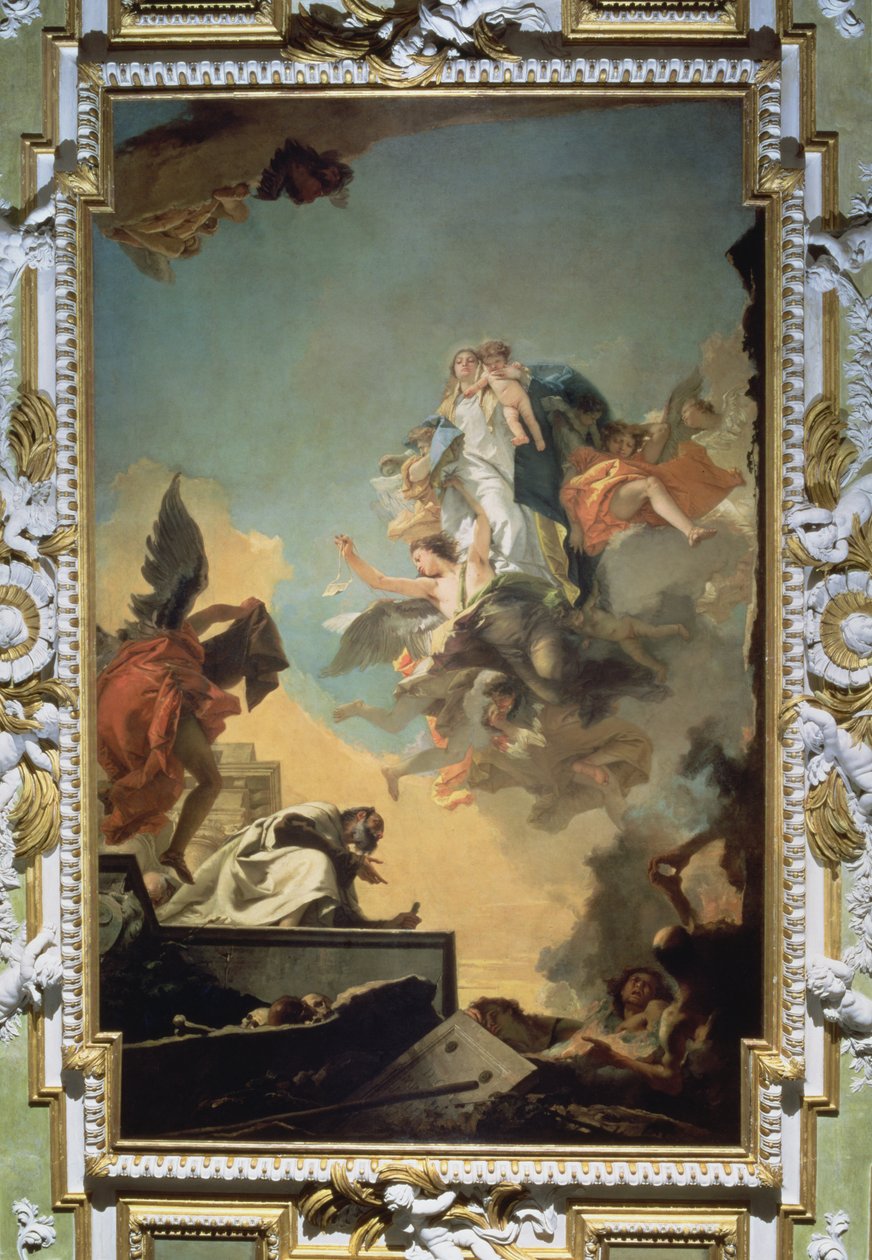 Jomfruen af Karmel giver skulderbladet til den salige Simon Stock, 1740