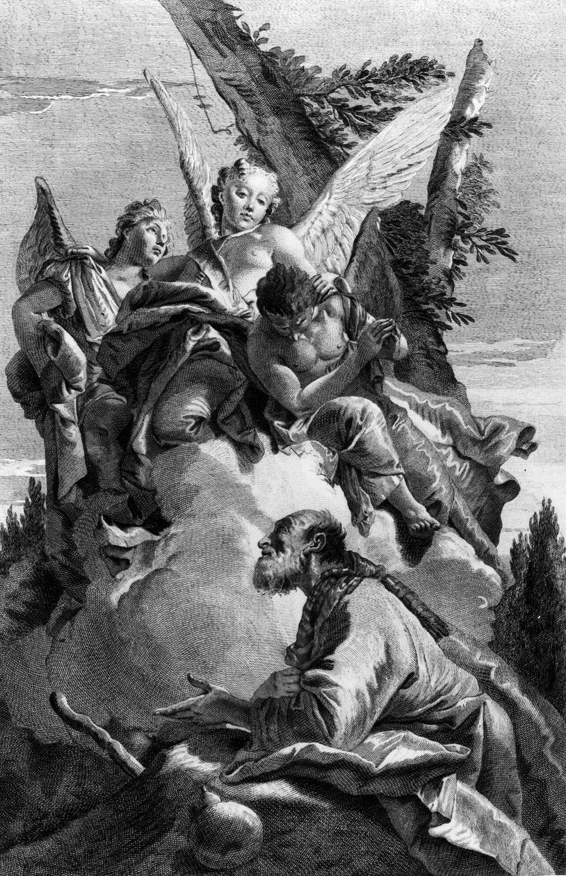 Tre engle viser sig for Abraham, indgraveret af Pietro Monaco, ca. 1750 af Giovanni Battista Tiepolo