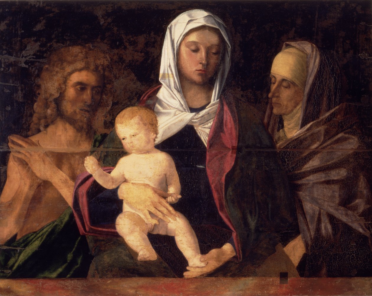 Madonna og barn med St. Johannes Døberen og St. Anne (panel) af Giovanni Bellini