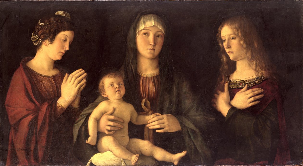 Madonna og barn med St. Mary Magdalene og St. Catherine af Giovanni Bellini