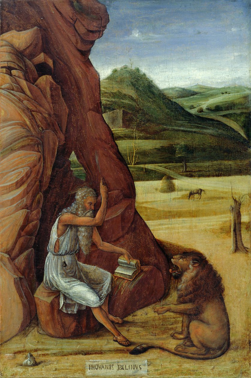 St. Hieronymus i vildmarken, ca. 1450 (tempera på panel) af Giovanni Bellini