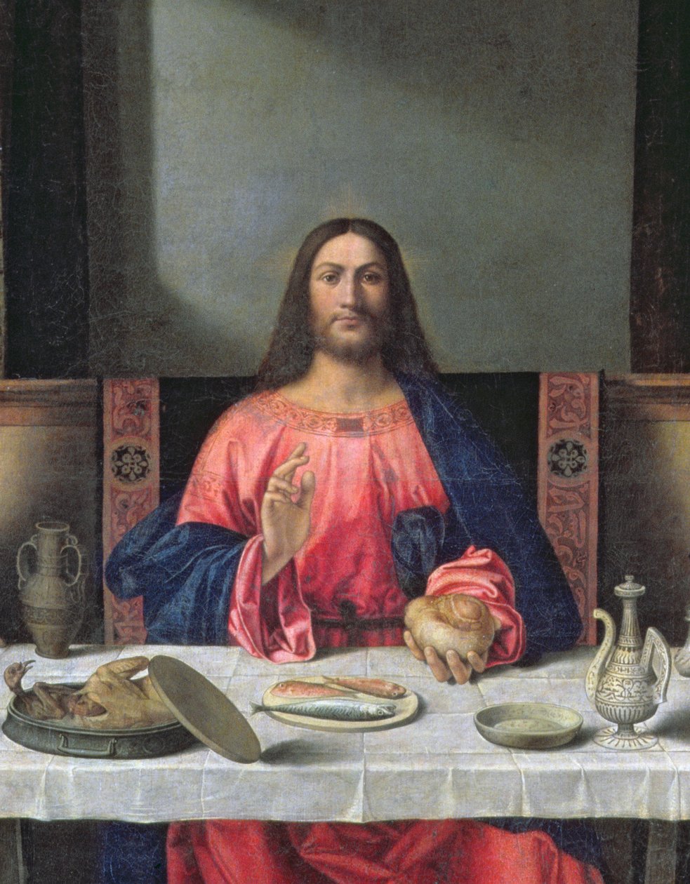 Nadveren ved Emmaus olie på paneldetalje af 97010 af Giovanni Bellini
