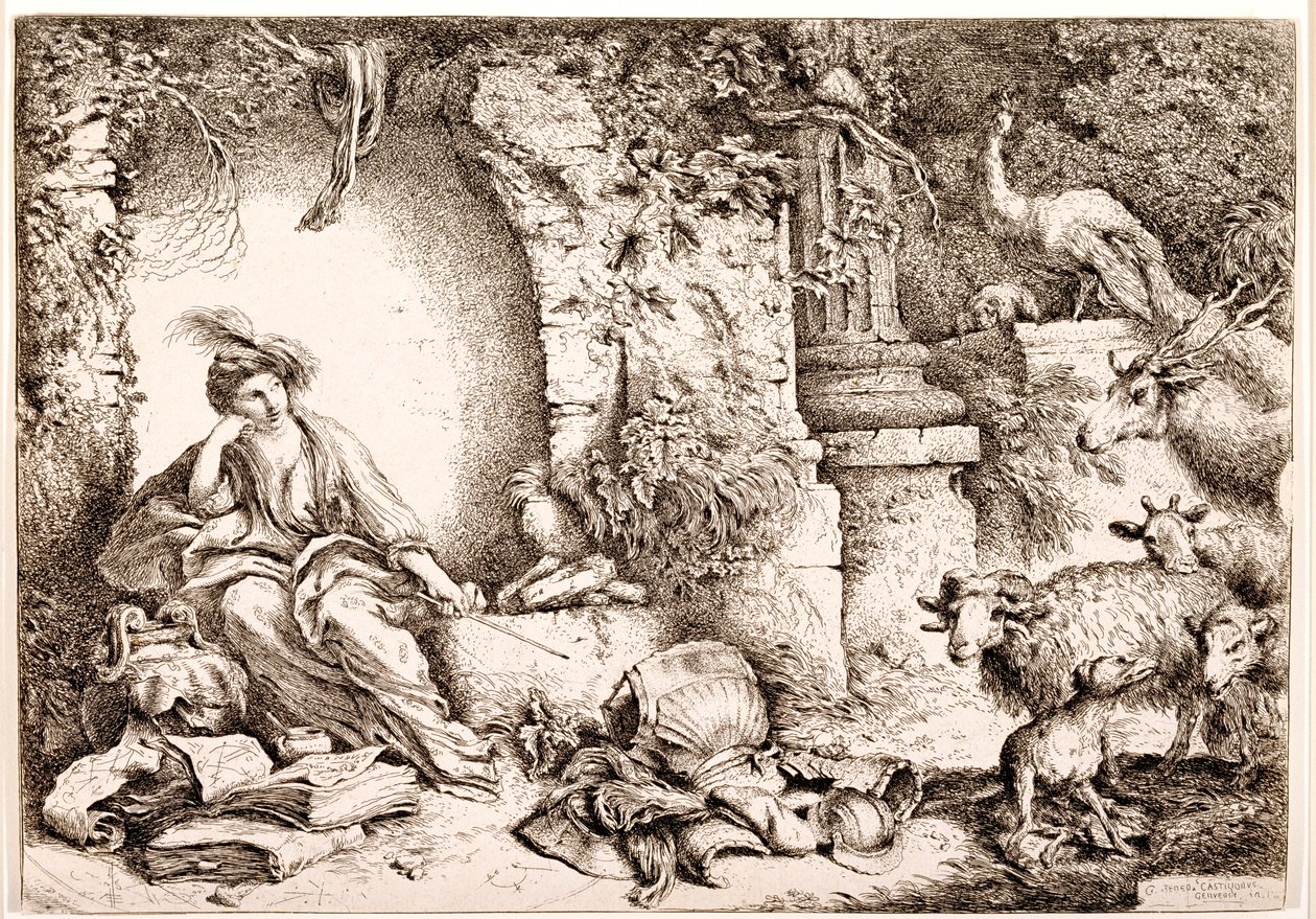 Circe forvandler Ulysses-mænd til udyr, ca. 1650-1651 af Giovanni Benedetto Castiglione