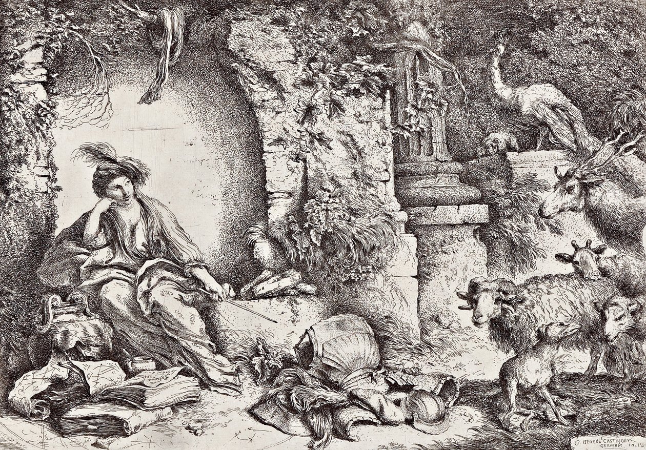 Circe med ledsagere af Ulysses ændrede sig til dyr af Giovanni Benedetto Castiglione