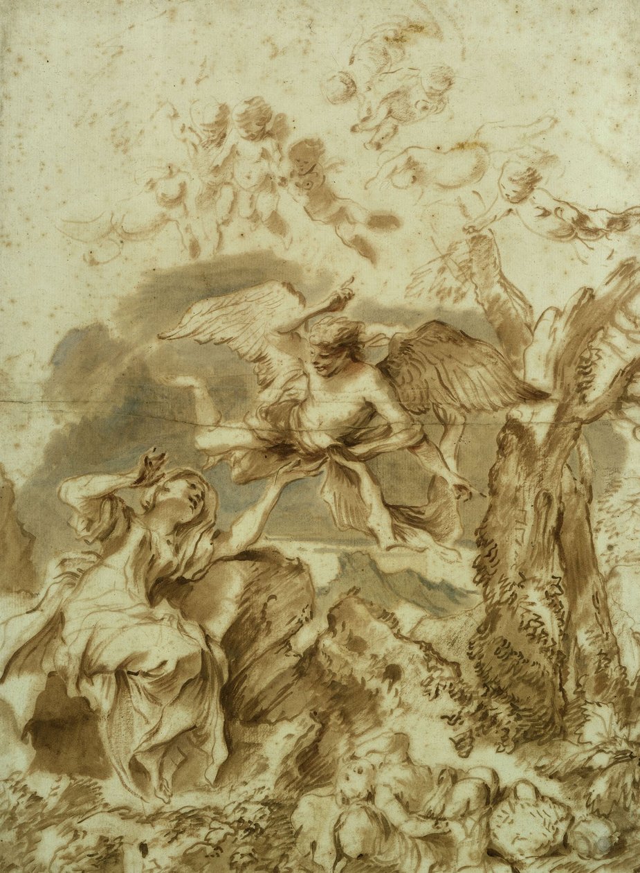 Hagar og Ismael i ørkenen af Giovanni Benedetto Castiglione