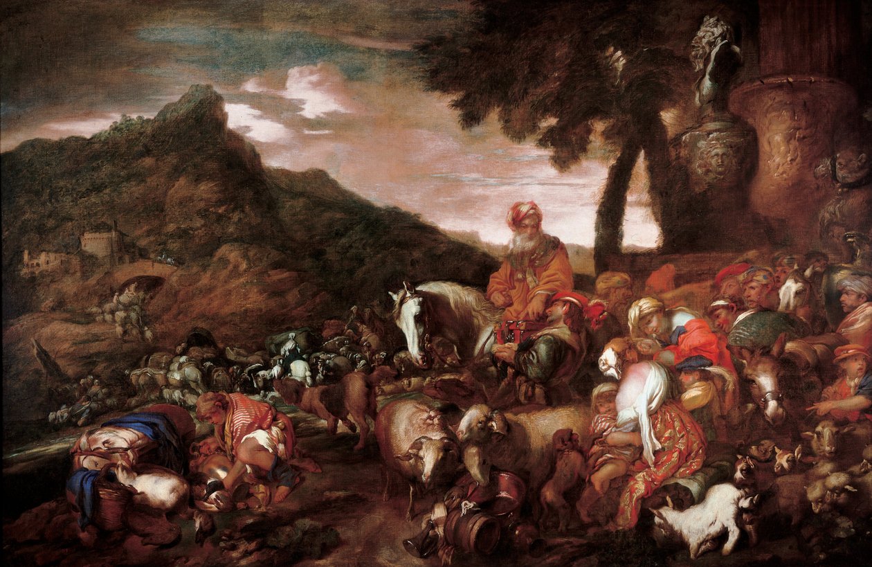 Rejsen til Abrahams familie af Giovanni Benedetto Castiglione