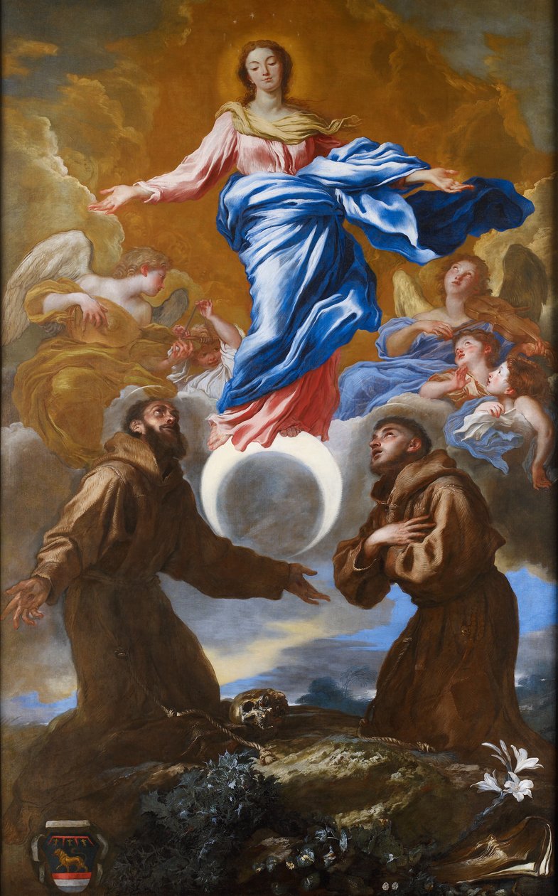 Den ubesmittede undfangelse med de hellige Frans af Assisi og Anthony af Padua, 1650 af Giovanni Benedetto Castiglione