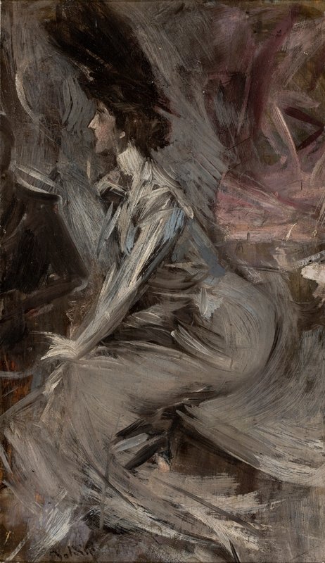 Sitting Lady The Talk engelsk: Lady Sitting The Talk af Giovanni Boldini