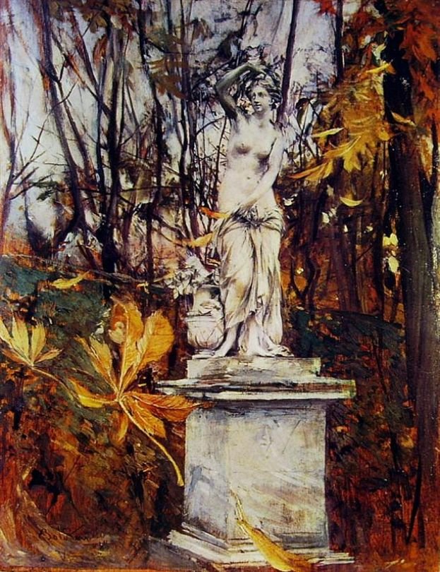 Statue i Versailles Park Tysk: Statue i VersaillesnPolski: Posag w wersalskim parkun af Giovanni Boldini