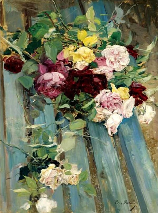 Stilleben med RosenTysk: Stillleben mit RosennPolski: Martwa natura z rozan af Giovanni Boldini