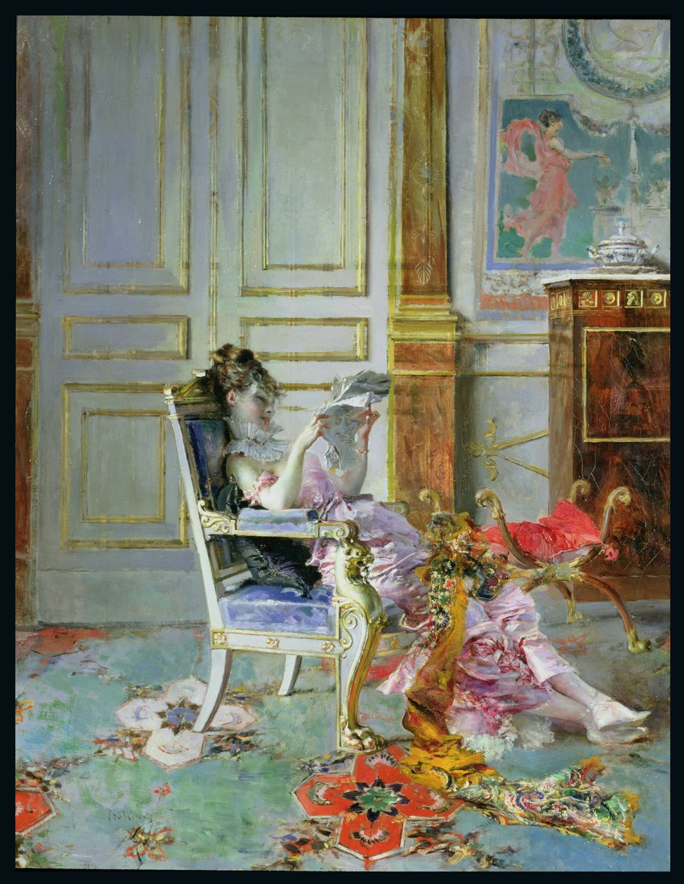 Pige læser i en salon, 1876 af Giovanni Boldini