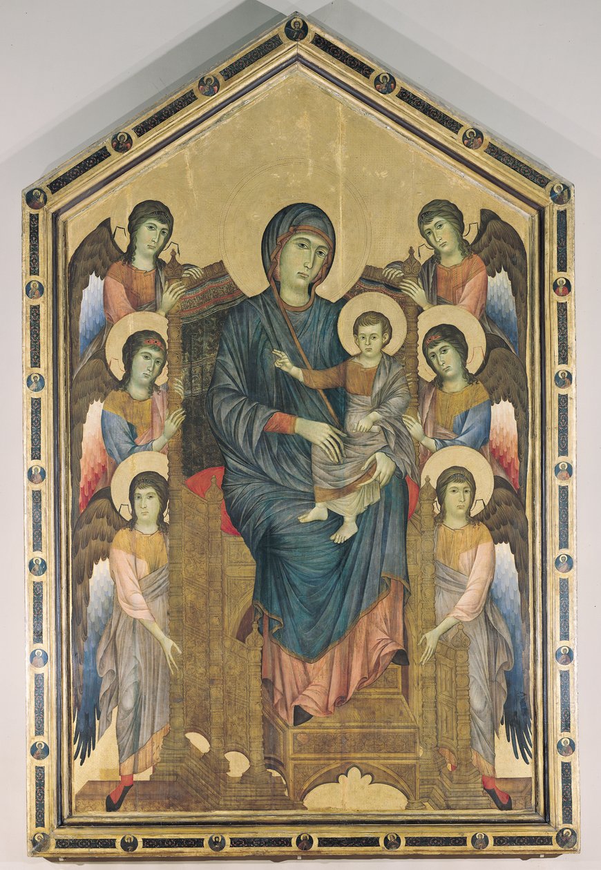 Jomfruen og barnet i majestæt omgivet af seks engle, ca. 1270 af Giovanni Cimabue