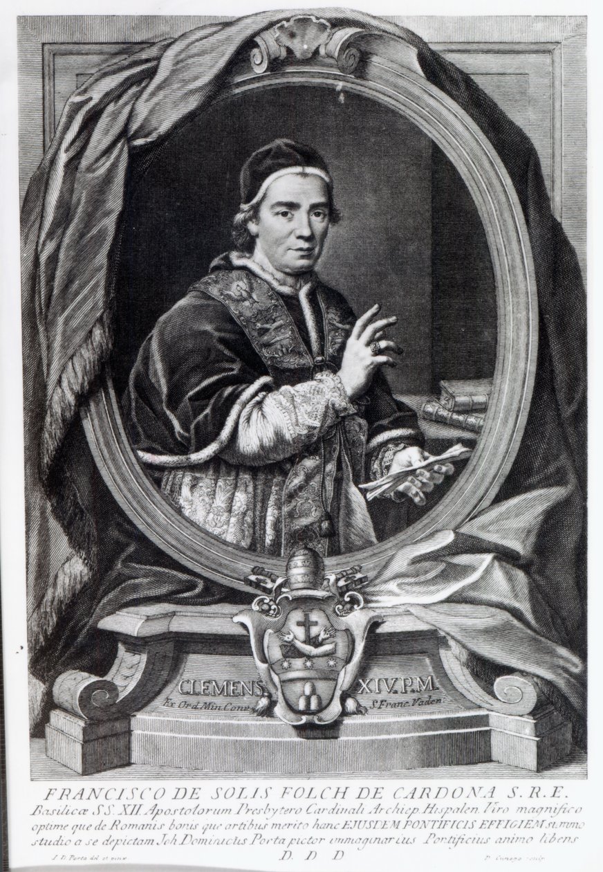 Pave Clemens XIV, graveret af Domencio Cunego af Giovanni Domenico Porta