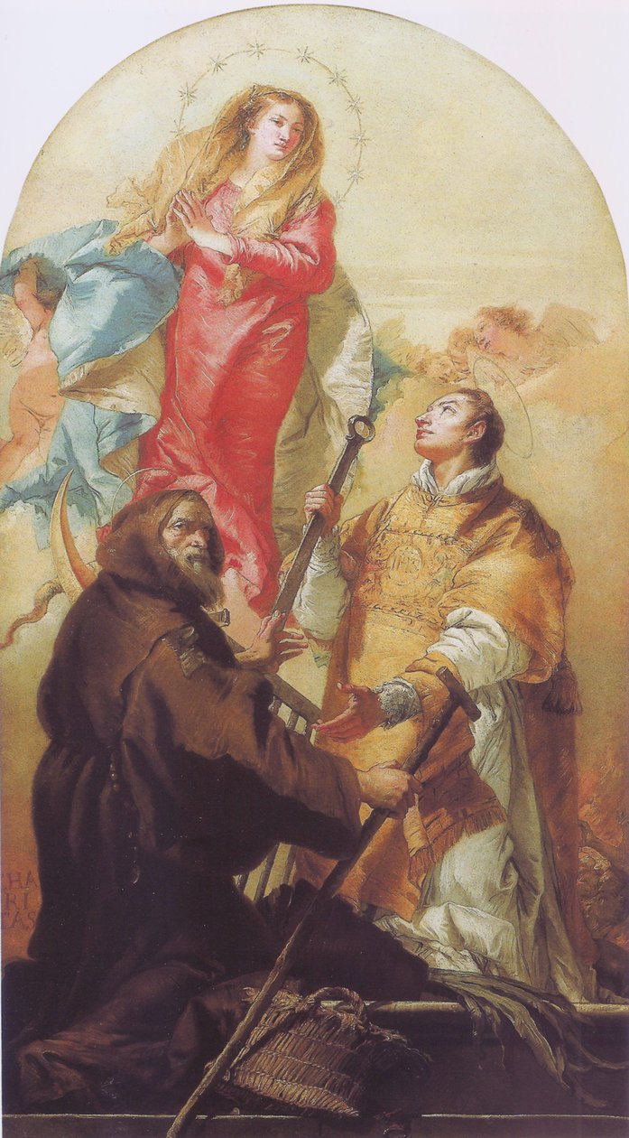Jomfruen i herlighed med San Lorenzo og San Francesco di Paola af Giovanni Domenico Tiepolo