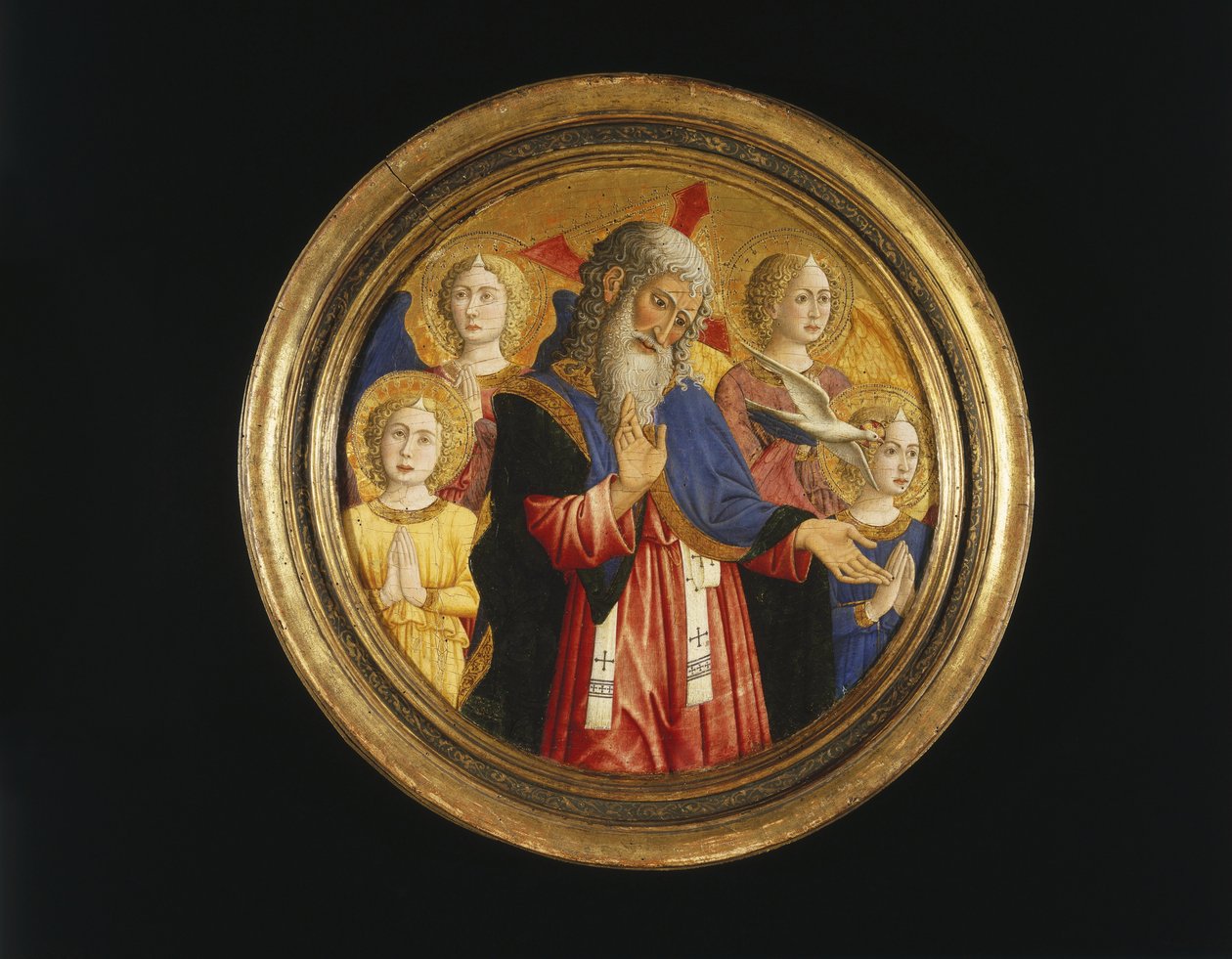 Gud Faderen med fire engle og Helligåndens due af Giovanni Francesco da Rimini