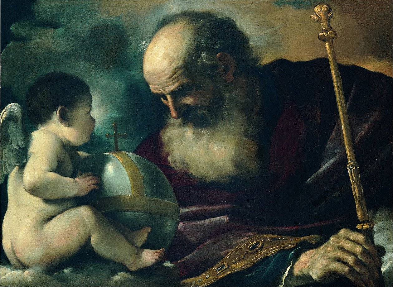 Gud Fader og Engel af Giovanni Francesco Barbieri