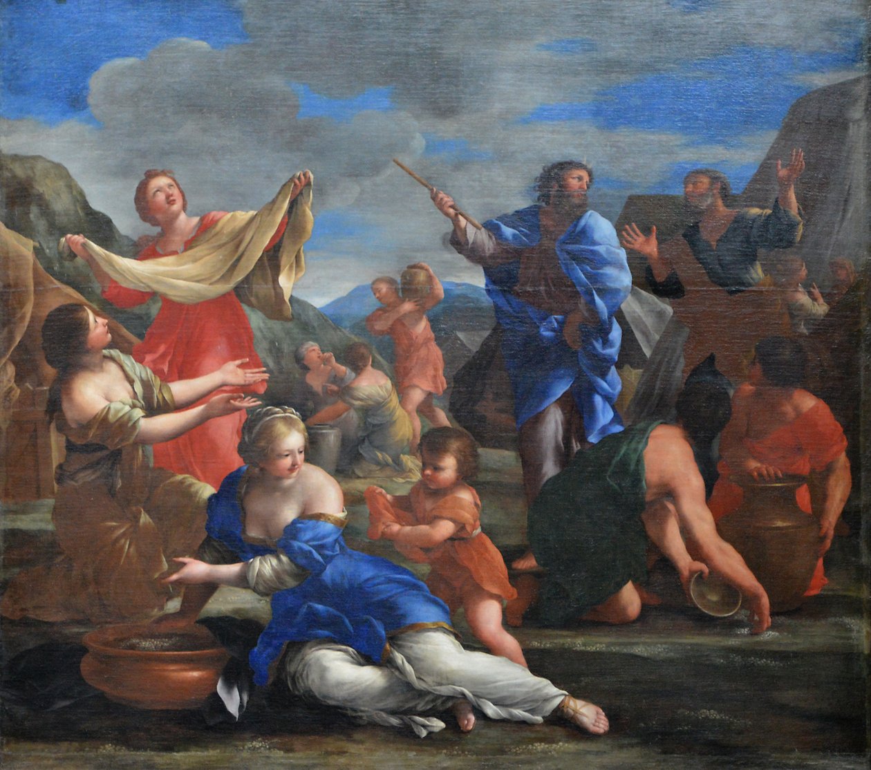 Israelitterne samler Manna i ødemarken af Giovanni Francesco Romanelli