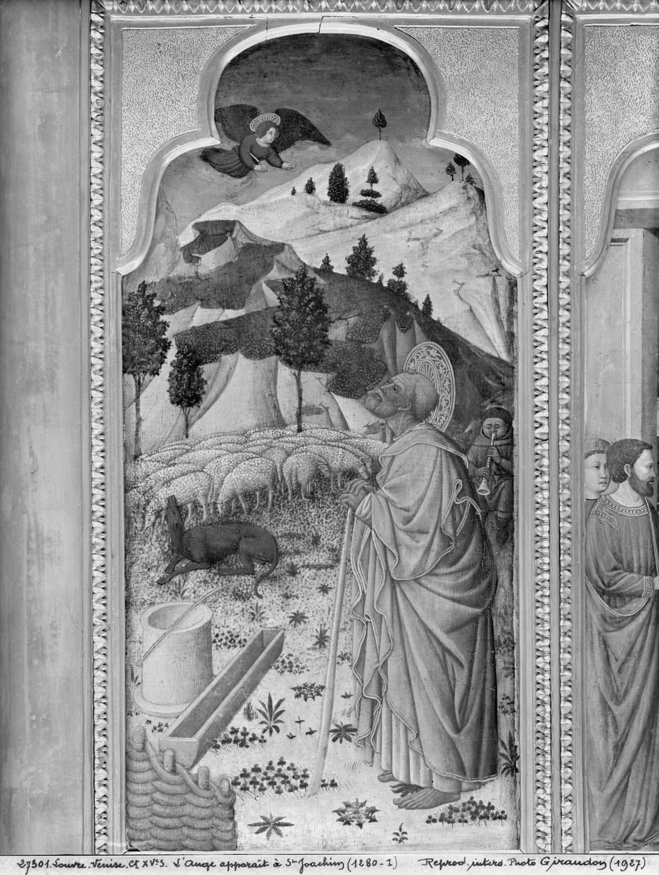 Jomfruens liv, bebudelse til Joachim, ca. 1445 (olie på poppelpanel) af Giovanni Francesco da Rimini
