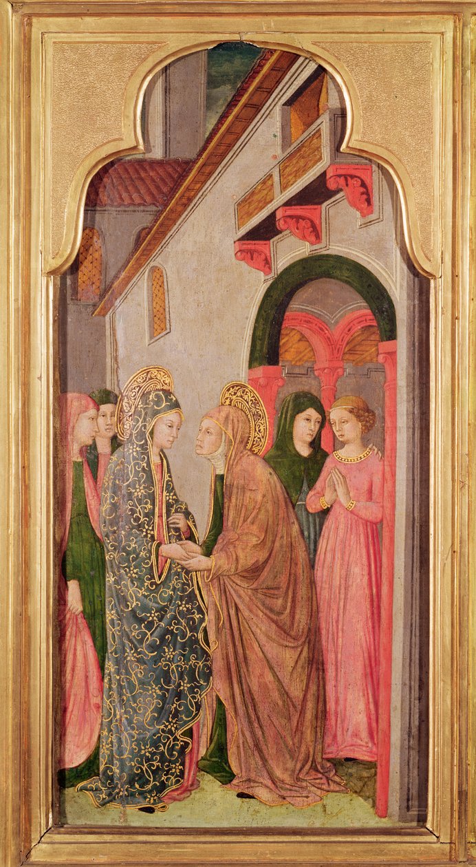 Besøget, fra en altertavle, der forestiller scener fra Jomfruens liv, ca. 1445 af Giovanni Francesco da Rimini