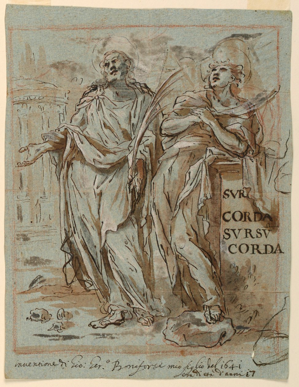 Tegning, to martyrer, 1641 af Giovanni Gerolama Boniforte