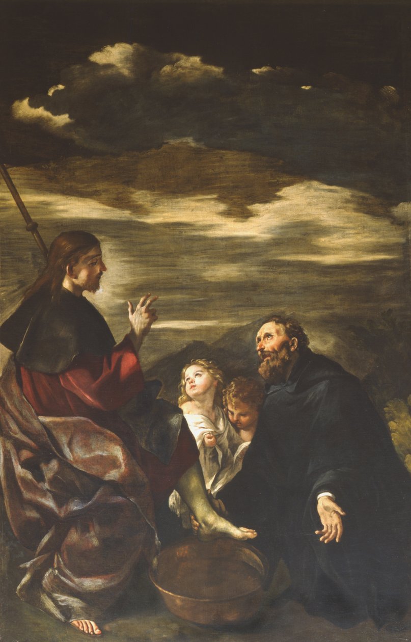 St. Augustine vasker fødderne, hvis de forløste af Giovanni Lanfranco