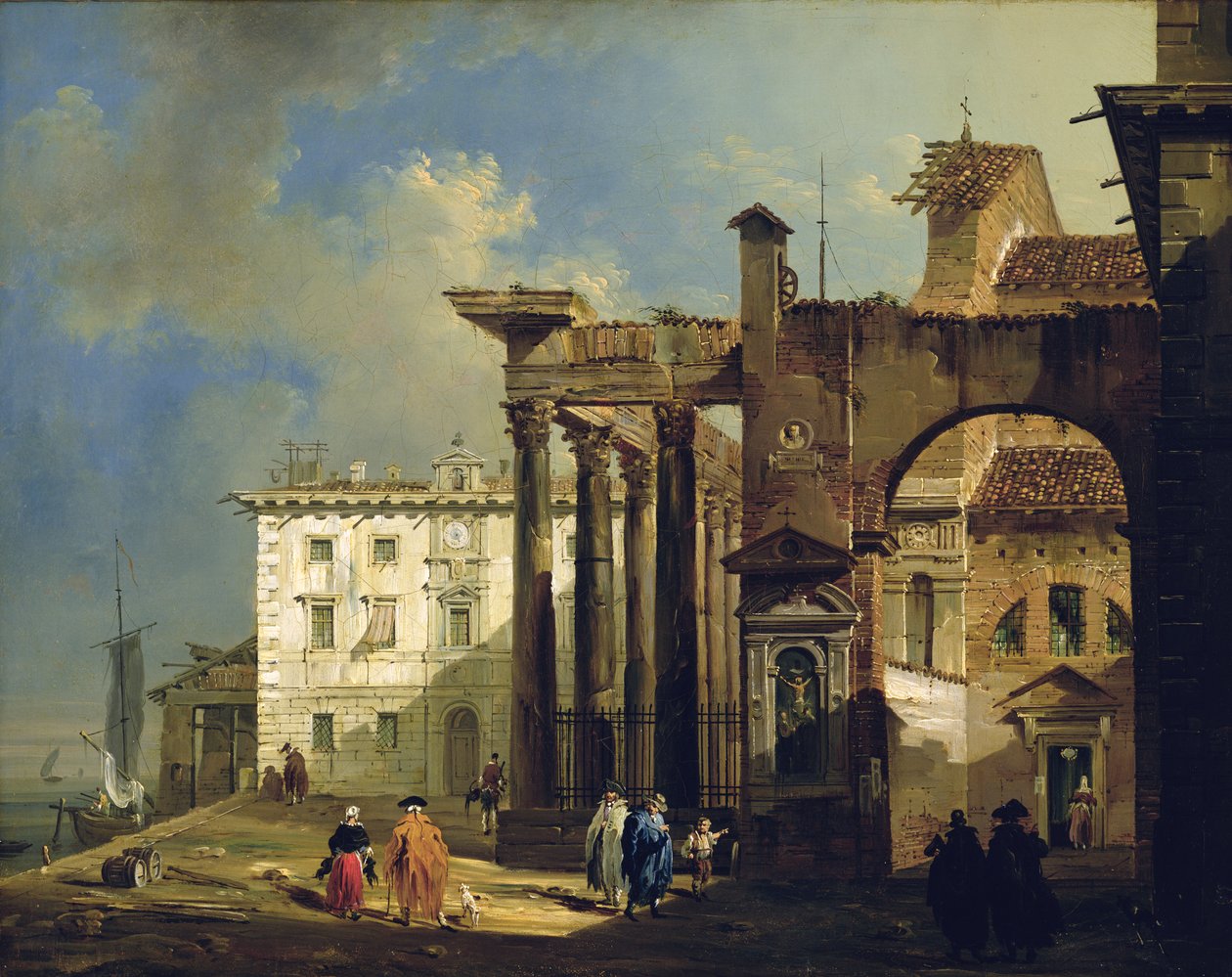 Portikoen i San Lorenzo-kirken i Milano, ca. 1814 af Giovanni Migliara