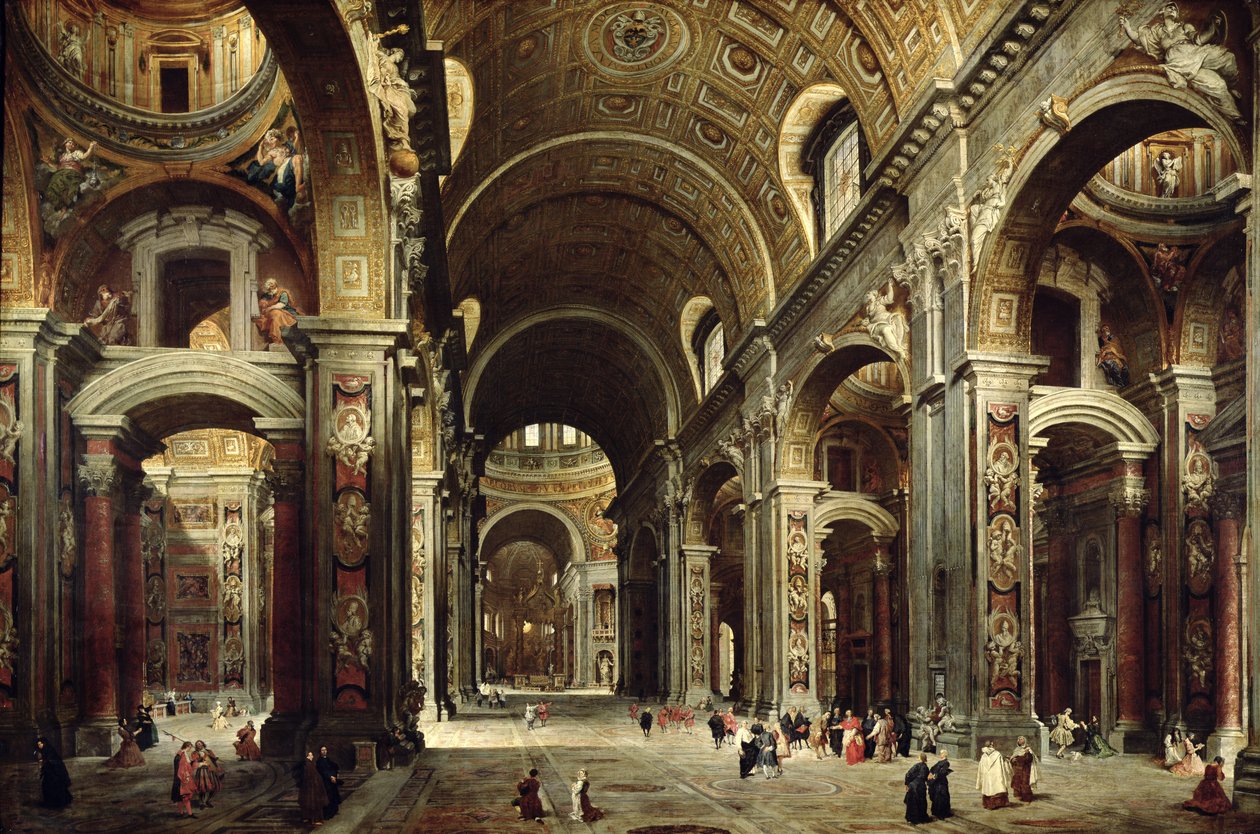 Kardinal Melchior de Polignac (1661-1742) besøger St. Peters i Rom, 1730 af Giovanni Paolo Pannini