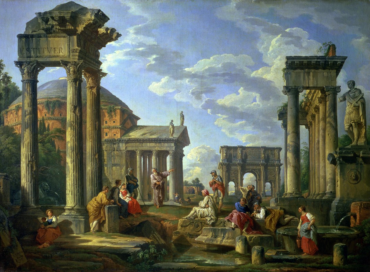 Romerske ruiner med en profet, 1751 af Giovanni Paolo Pannini