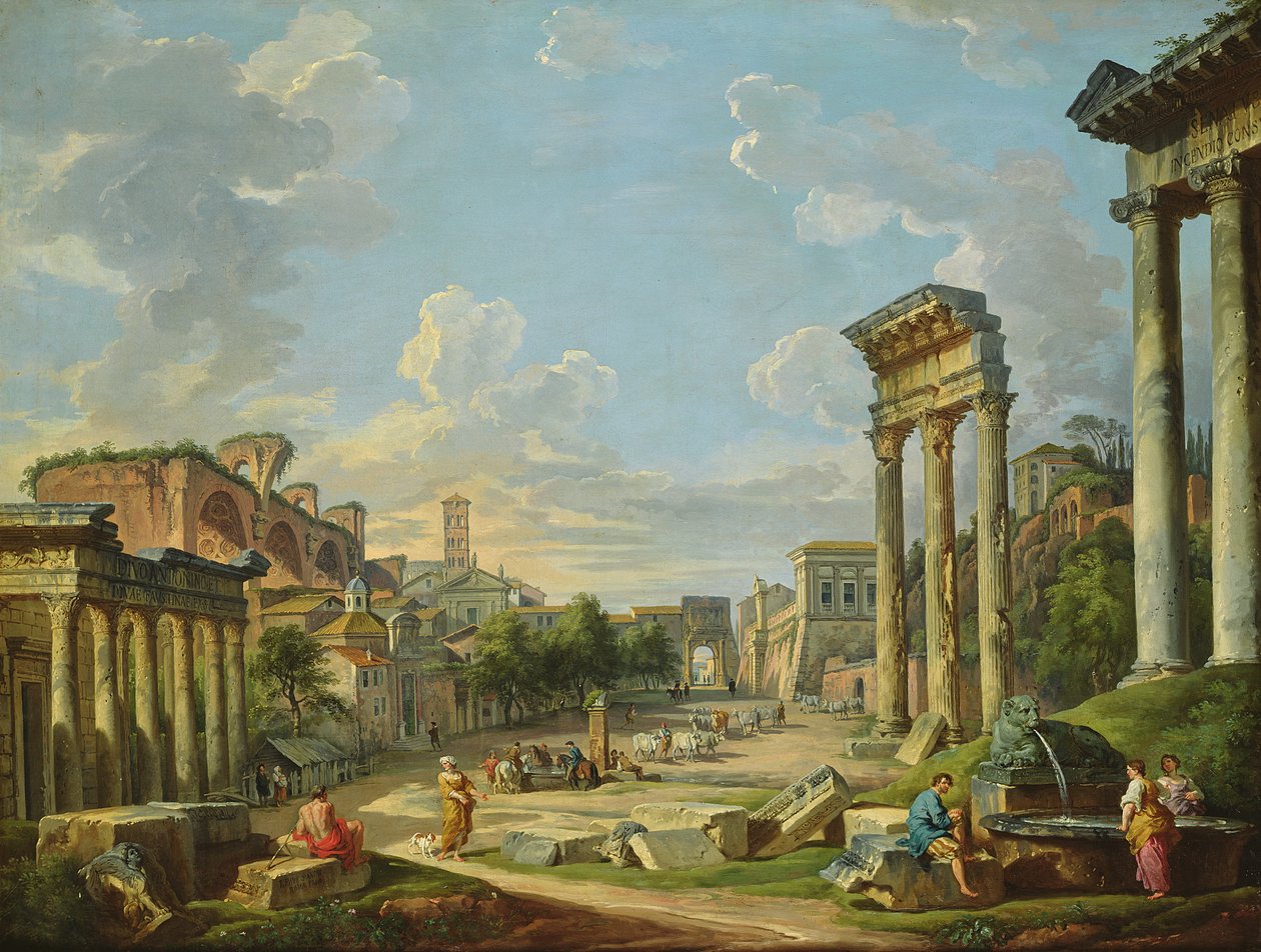 Udsigt over Campo Vaccino i Rom, 1740 af Giovanni Paolo Pannini
