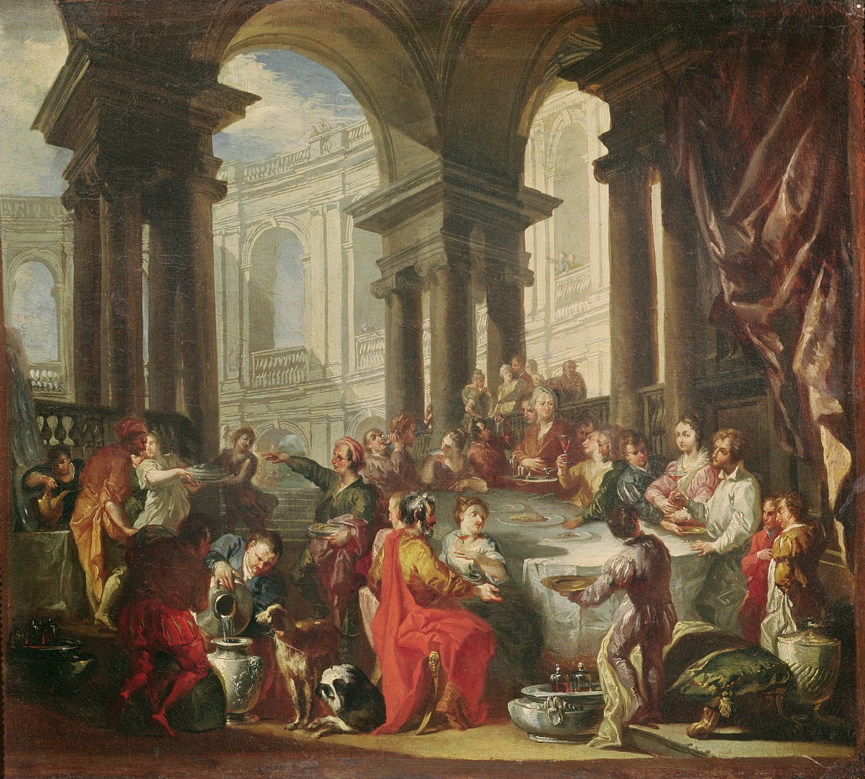 En fest holdt i en cirkulær portik af den joniske orden, ca. 1720-25 af Giovanni Paolo Pannini