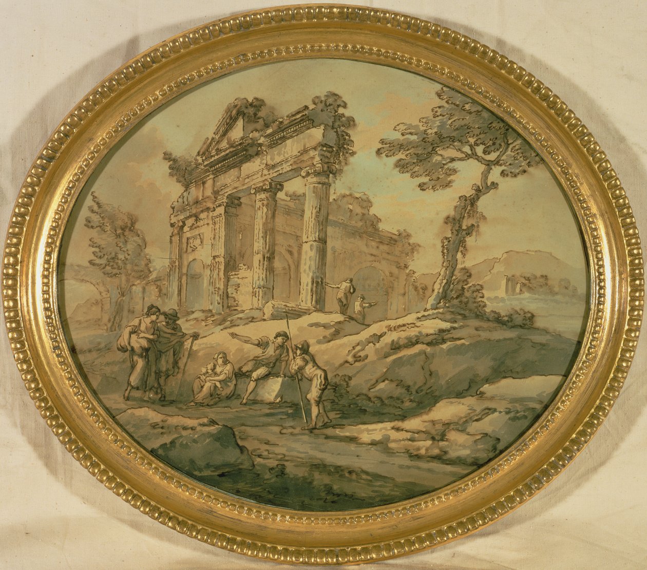 Arkitektoniske ruiner (tusch og pen og sepia på papir) af Giovanni Paolo Pannini