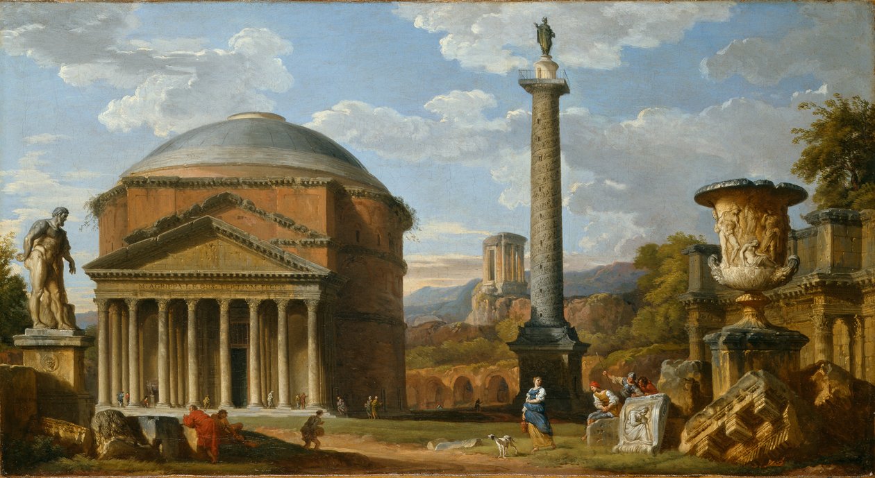 Capriccio af romerske ruiner med Pantheon, 1737 af Giovanni Paolo Pannini