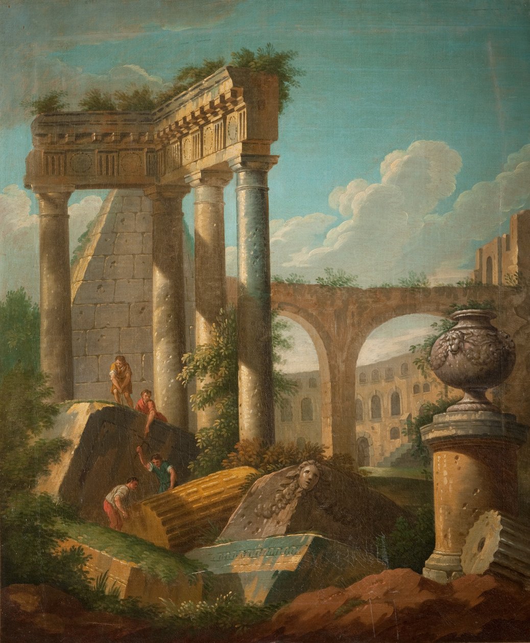 Klassisk scene - tempelruin, 19. århundrede af Giovanni Paolo Pannini