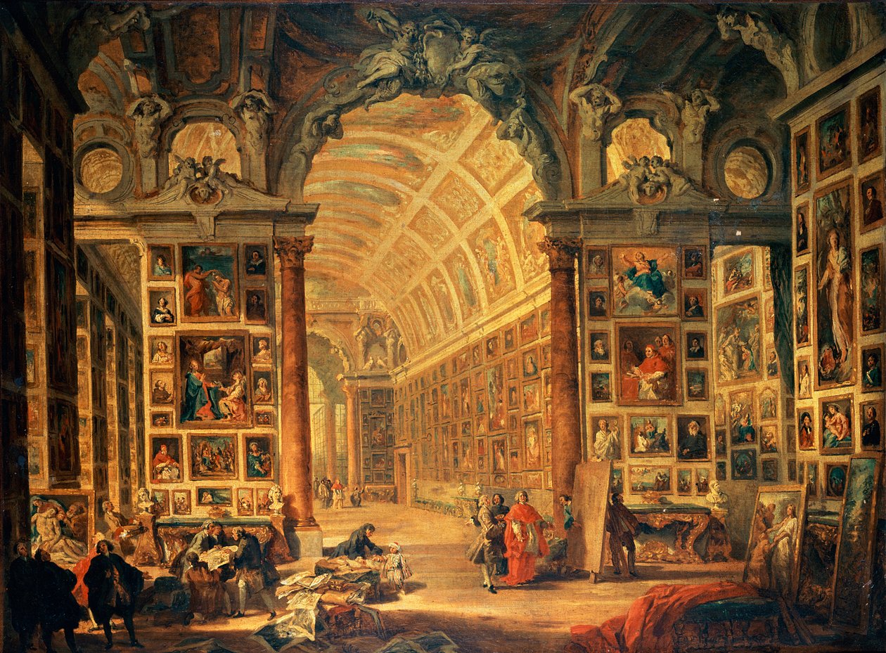 Indvendig udsigt af Colonna Gallery, Rom af Giovanni Paolo Pannini