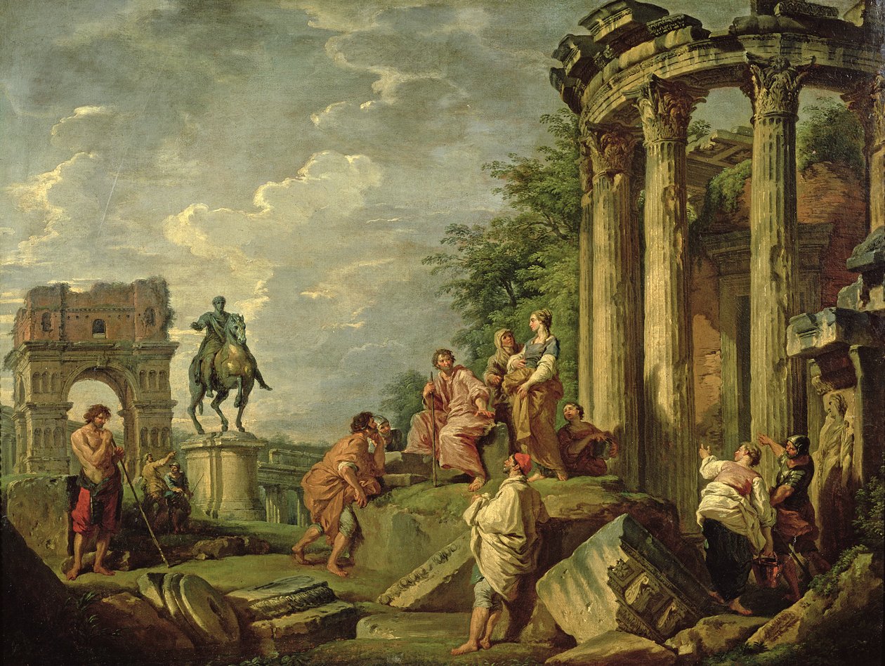 Bønder blandt romerske ruiner, 1743 af Giovanni Paolo Pannini