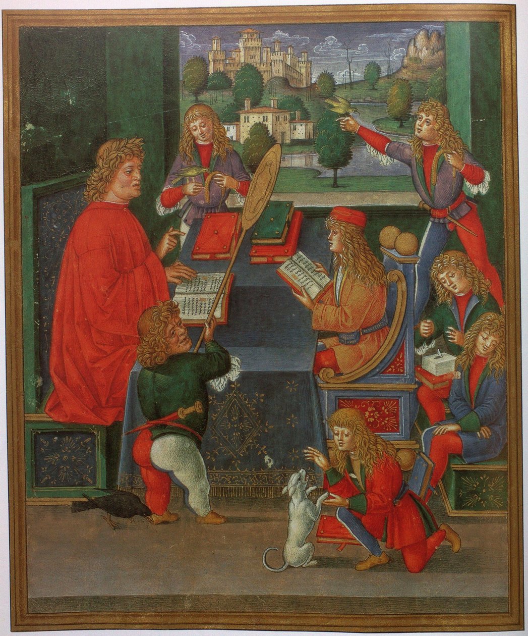 Massimiliano Sforza som elev sammen med sin lærer Gian Antonio Secco af Giovanni Pietro da Birago