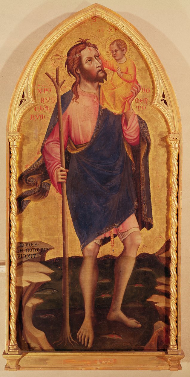 Saint Christopher (tempera på panel) af Giovanni da Bologna