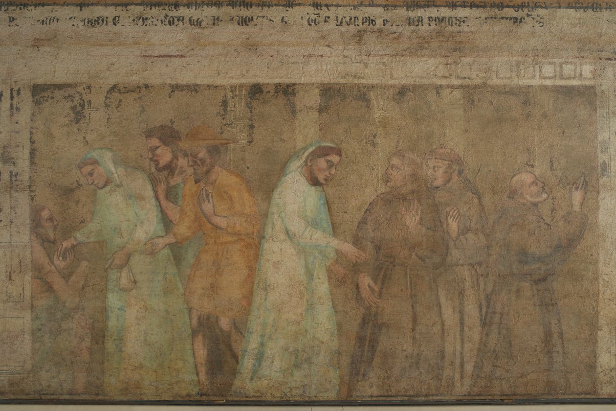 Detalje af gråbrødrenes ankomst i Firenze fresco af Giovanni di Niccolo del Biondo