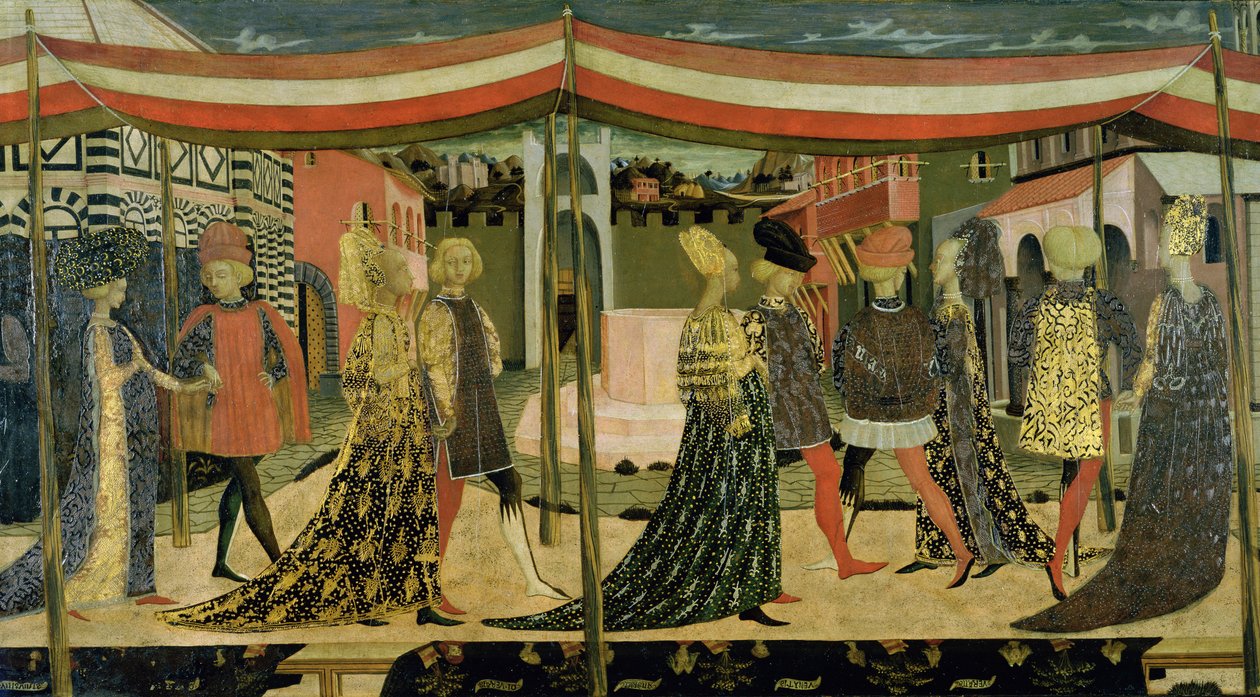 Midterpanel af Adimari Cassone, ca. 1450 tempera på paneldetalje af 254001 af Giovanni di Ser Giovanni